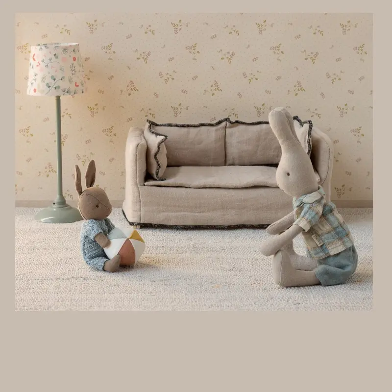 Maileg rabbit set micro brown blue