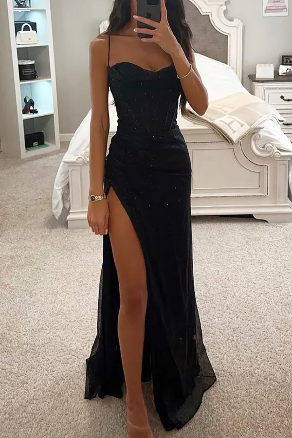 Maxikleid mit Pailletten und Korsett für Sommer 2026 - Glamourös - Celeste