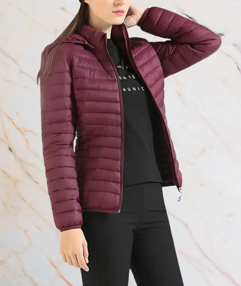 Maylee - Schmal geschnittene bauschige Herbstjacke mit Reißverschluss