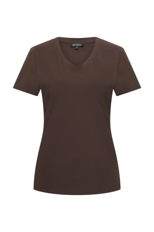 Meike - Mi Piace - Travelstof Shirt - Espresso - 202080