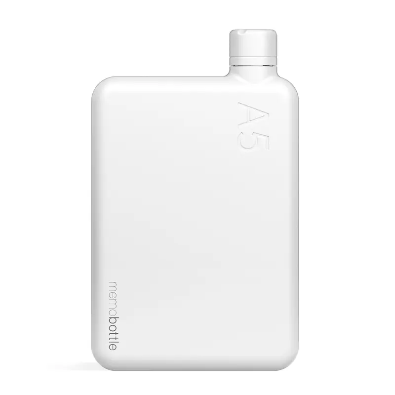 Memobottle A5 Stainless Steel Platte Waterfles RVS | 1050ml | Wit