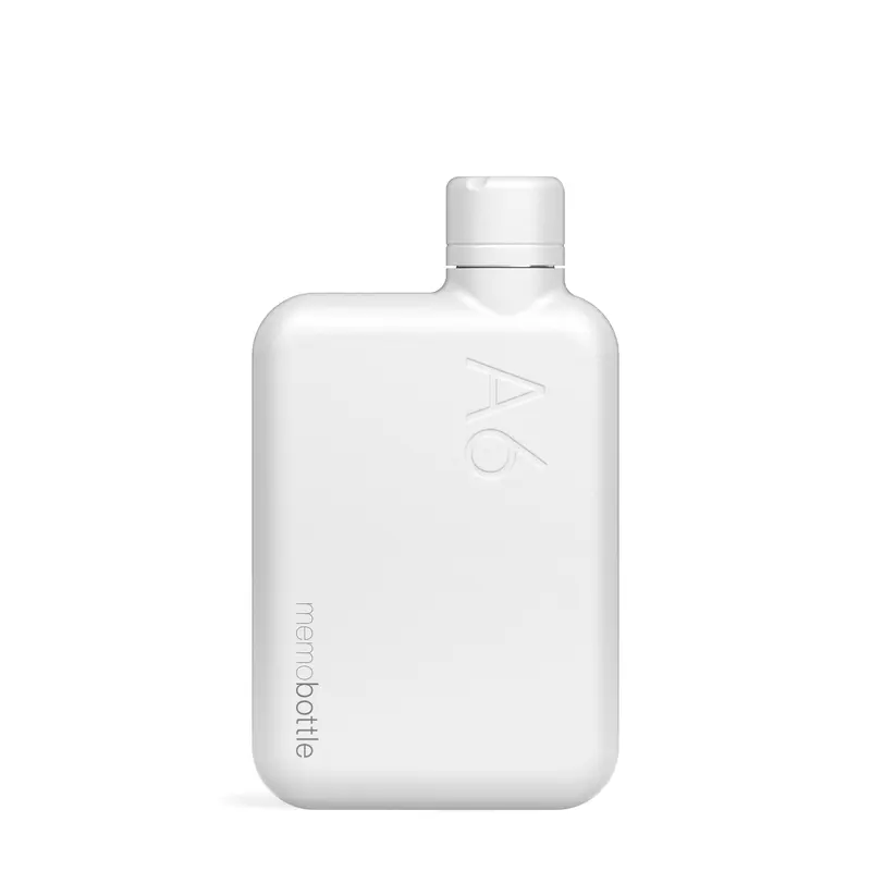 Memobottle A6 Stainless Steel Platte Waterfles RVS | 500ml | Wit