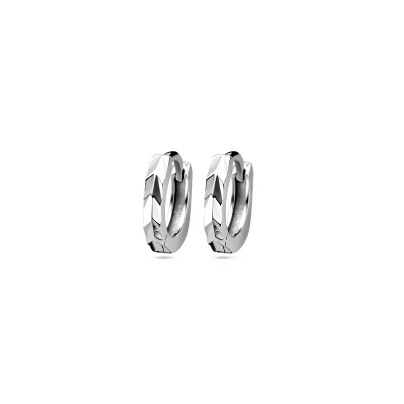 'Meryn' 925 gerhodineerd zilveren klapoorringen met patroon 12 mm
