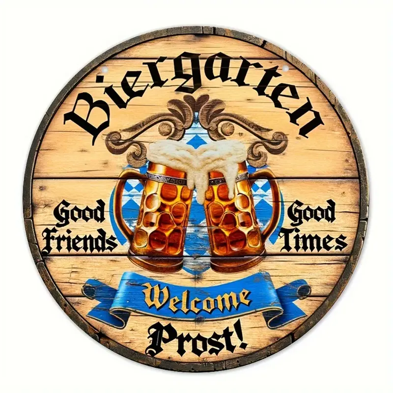 Metallisches Wandschild „Biergarten Prost“ – ProstSchild Oktoberfest 2025