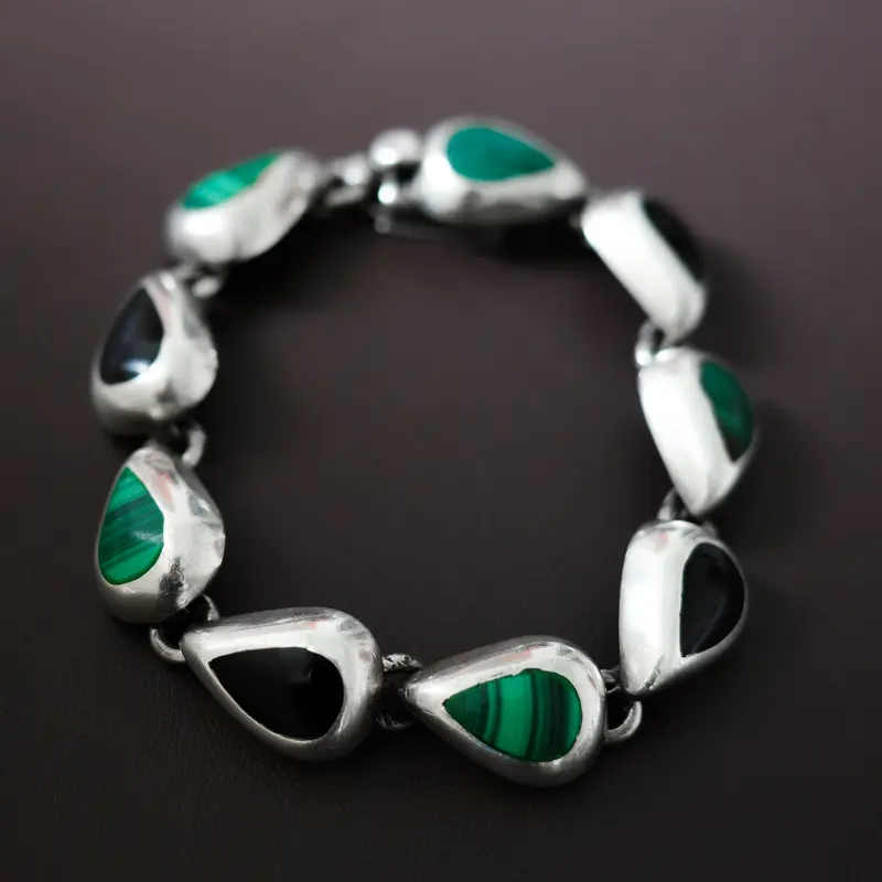 Mexican Onyx & Malachite Bracelet
