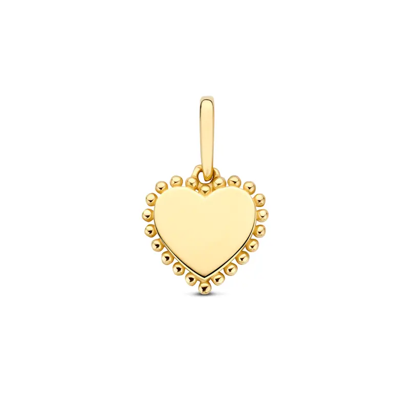 'Mia' 14 karaat geelgouden hanger hart met bolletjesrand
