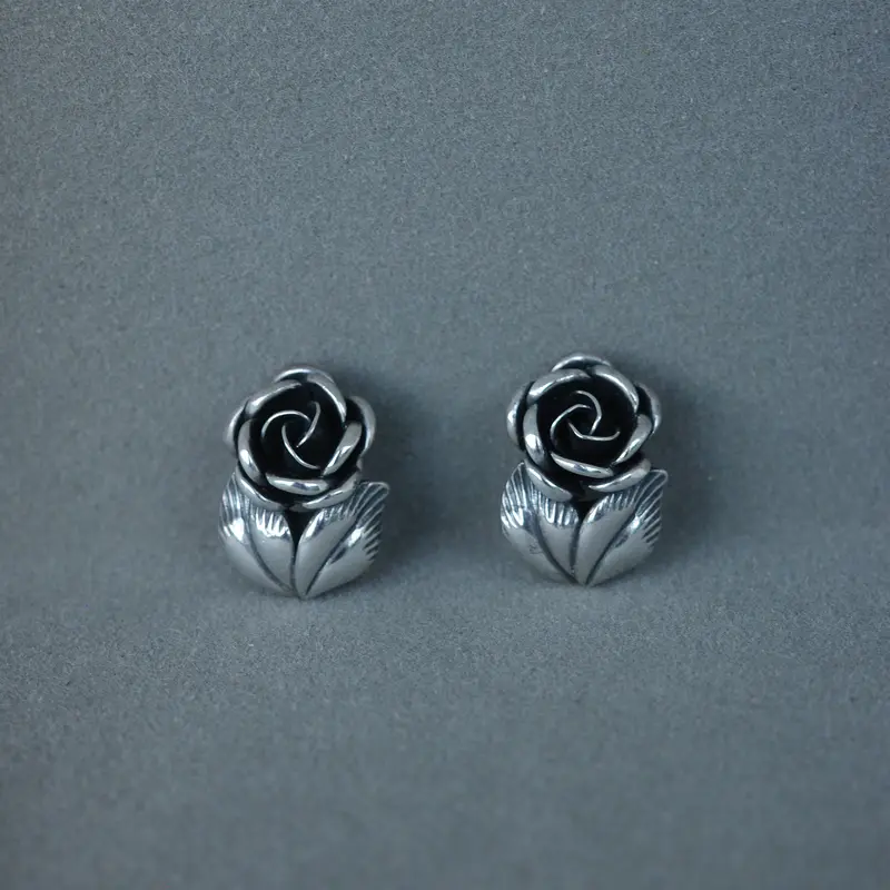Mid-century flower ear clips