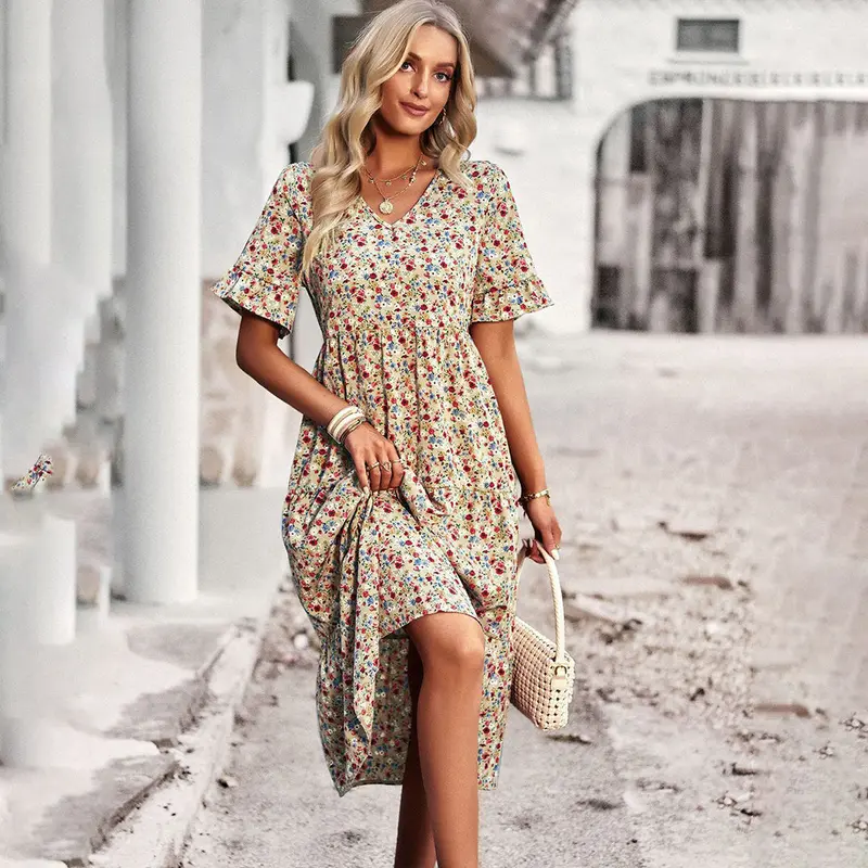Midikleid mit herbstlichem Blumenmuster - Leila, Herbst 2025 Kollektion