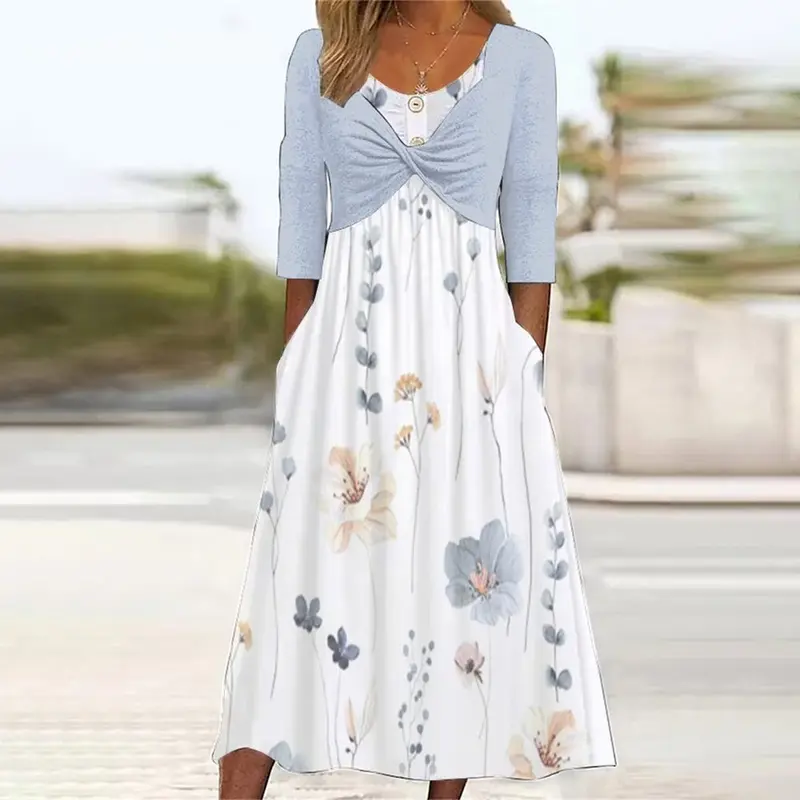 Midikleid mit Seitentaschen und Blumenprint - Stylisch und bequem für Herbst 2025