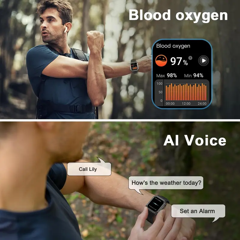 Militärische Smartwatch für Herren mit Fitness-Tracker – Wayne