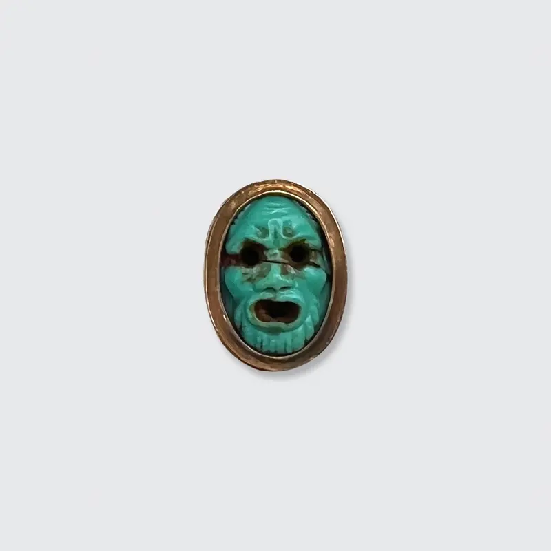 Miniature Gold & Turquoise Grand Tour Greek Theatre Mask Box