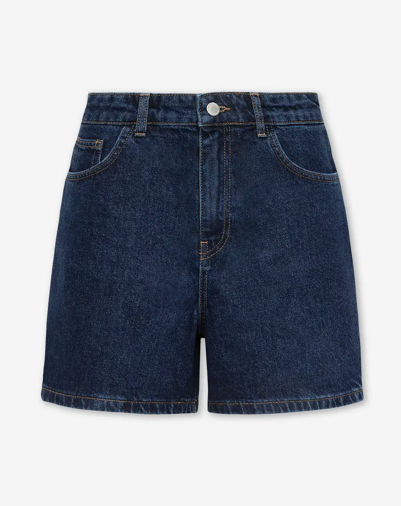 MOM DENIM SHORT DONKERBLAUW
