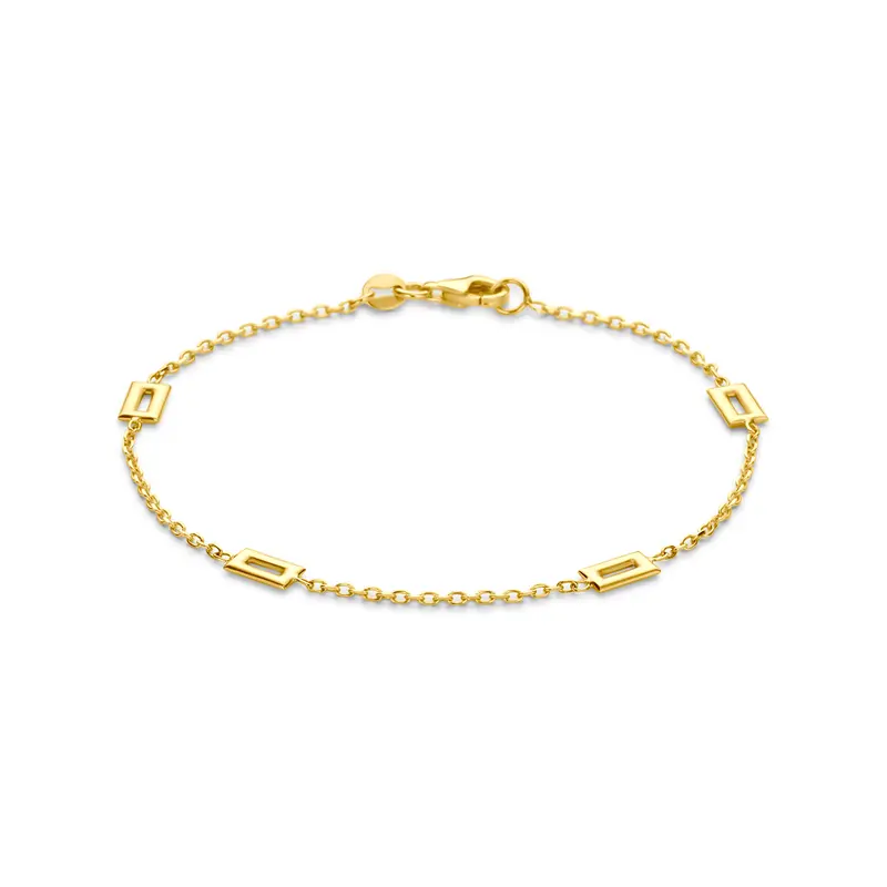 'Morela' 14 karaat gouden armband rechthoekige details