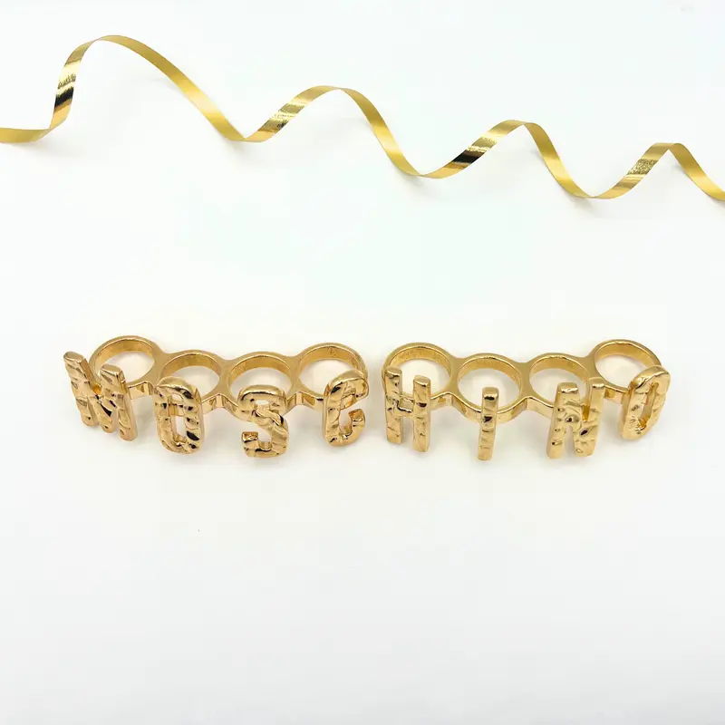 Moschino Chuncky Logo Knuckle Ring Set