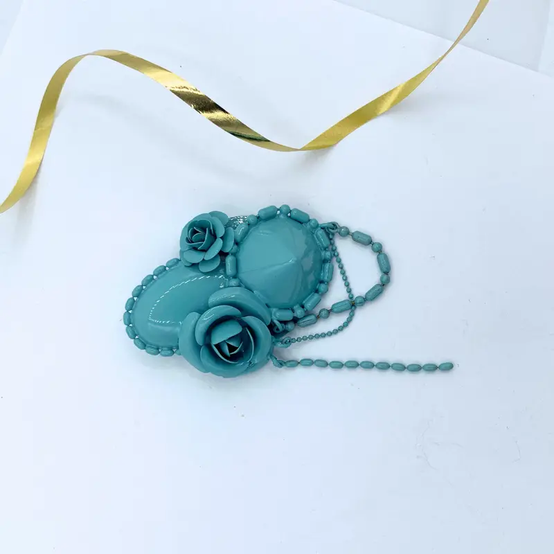 Moschino Monochrome Brooch in Aqua Blue Floral Motif