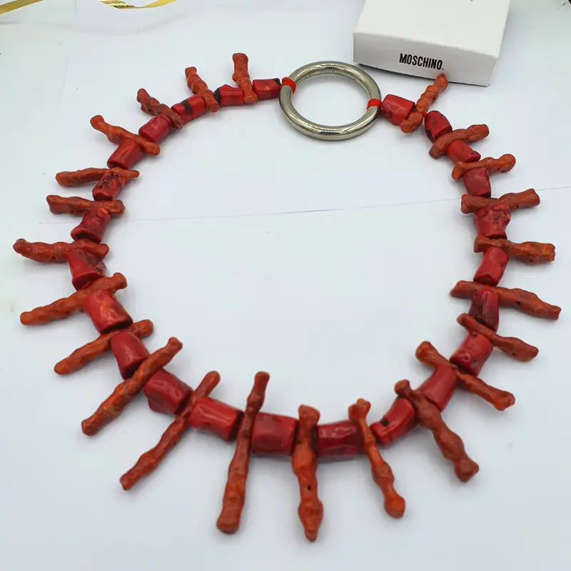 Moschino Vintage Statement Necklace – Red Coral