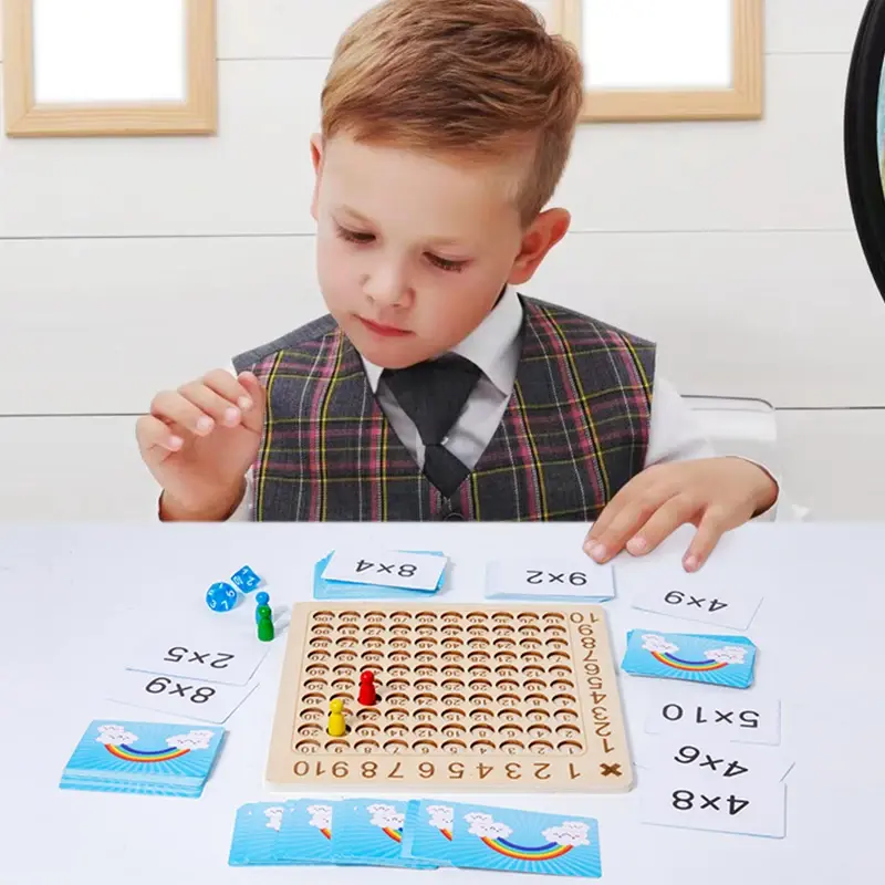 Multiplikationsspiel aus Holz für Kinder mit Lernkarten – Maximo