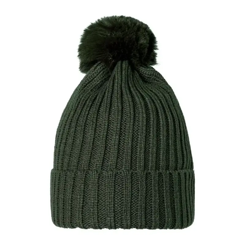 Muts Rib Knit Pompon groen