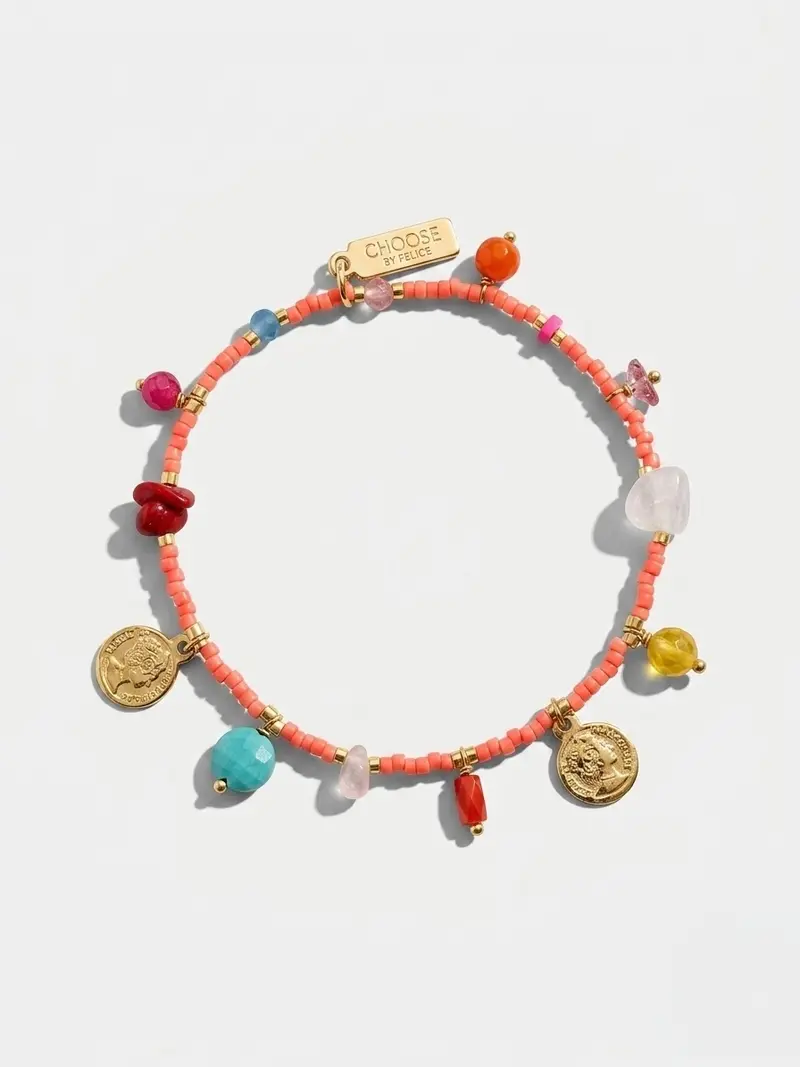 Natural Stones Coin Bracelet