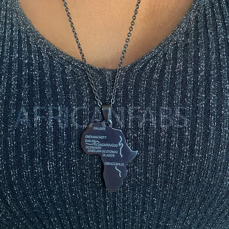 Necklace / pendant - African continent Large - Black