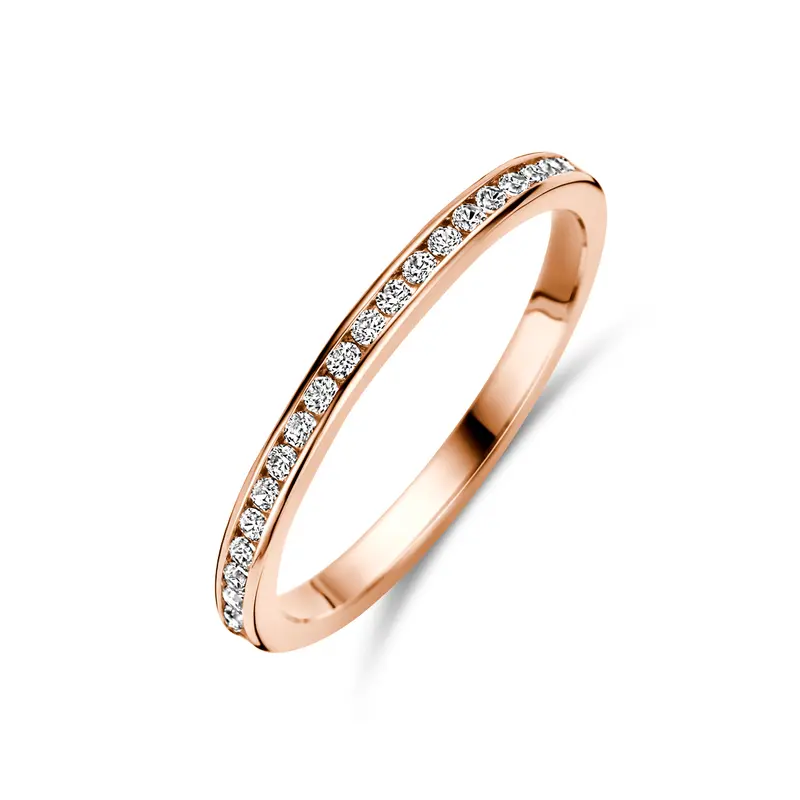 'Nell' 14 karaat roségouden aanschuifring zirkonia