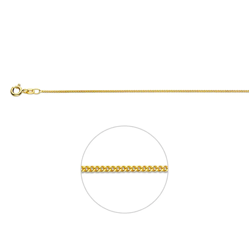 'Nila' 14 karaat geelgouden gourmette halsketting 1,1 mm