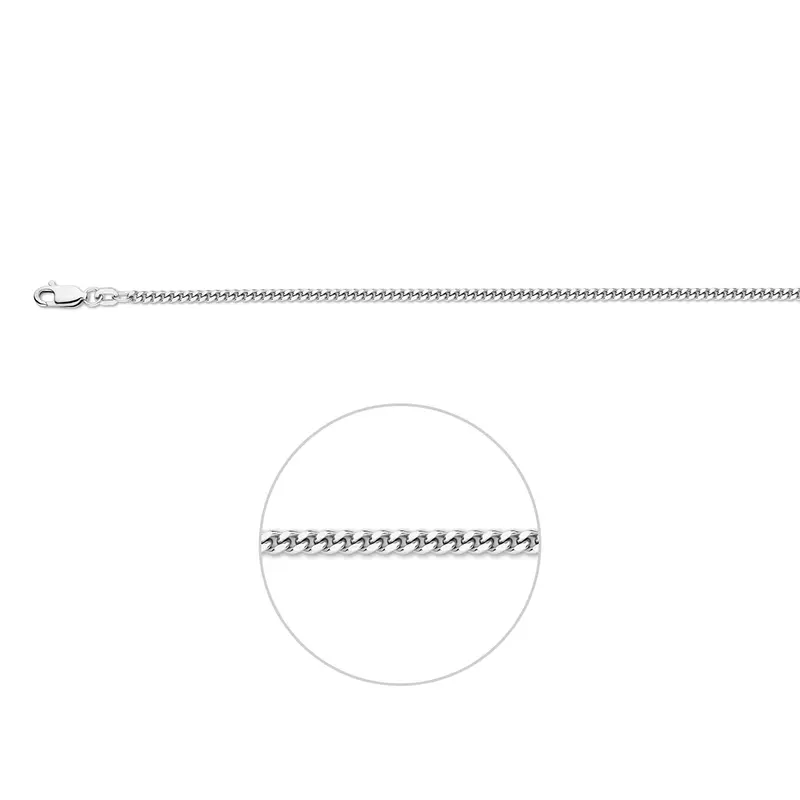 'Nila' 925 gerhodineerd zilveren gourmette halsketting 2,4 mm