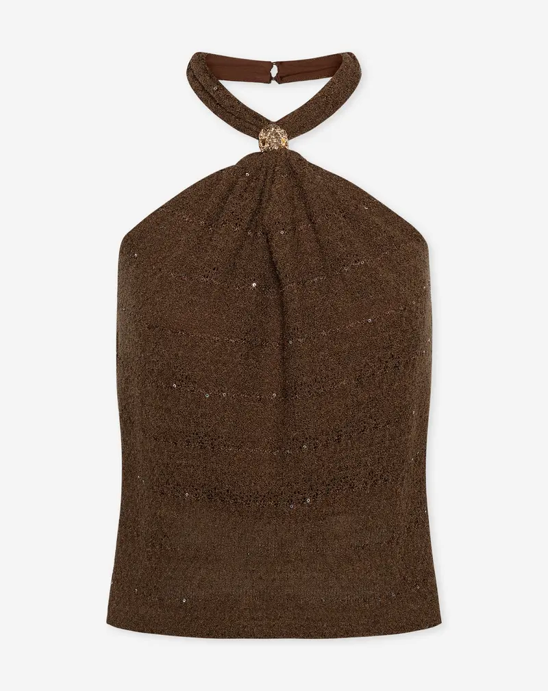 NOREEN KNIT HALTER TOP BRUIN