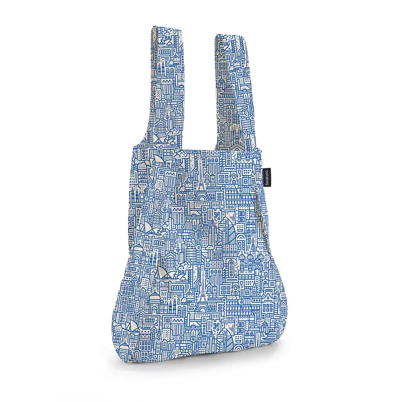 Notabag Hello World Opvouwbare 2-in-1 Shopper Tas & Rugzak | Raw Blue