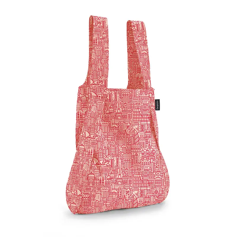 Notabag Hello World Opvouwbare 2-in-1 Shopper Tas & Rugzak | Rose Red