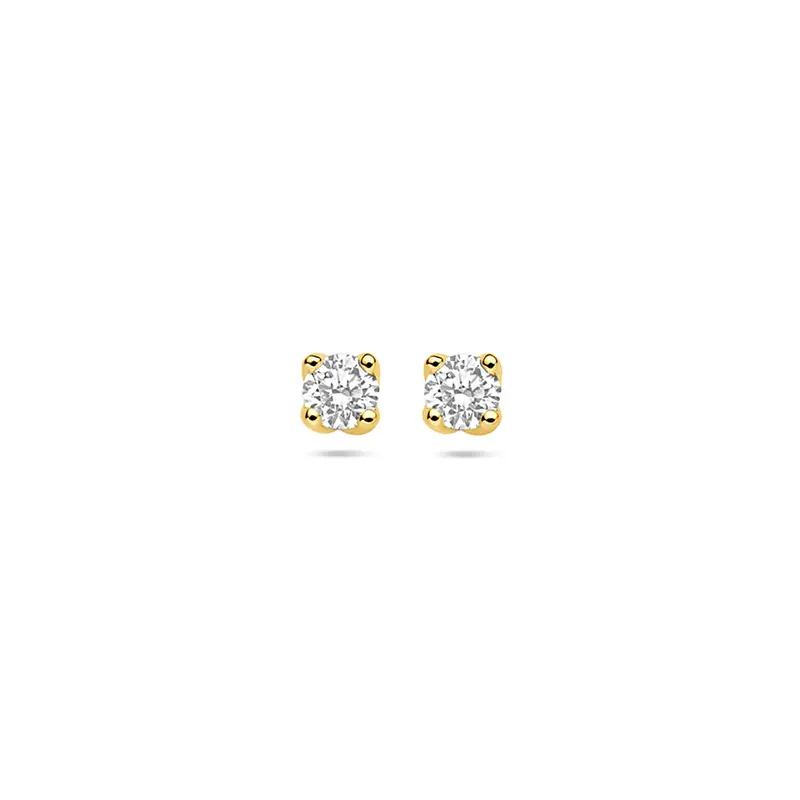 'Nova' 14 karaat geelgouden oorknoppen met lab grown diamant 0,20 ct