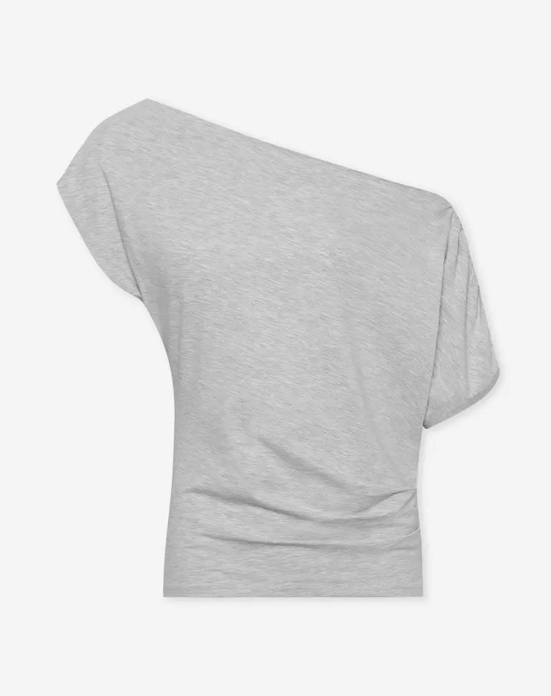 OFF SHOULDER PLEAT TOP GRIJS MELANGE