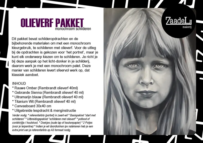 Olieverf pakket monochroom schilderen