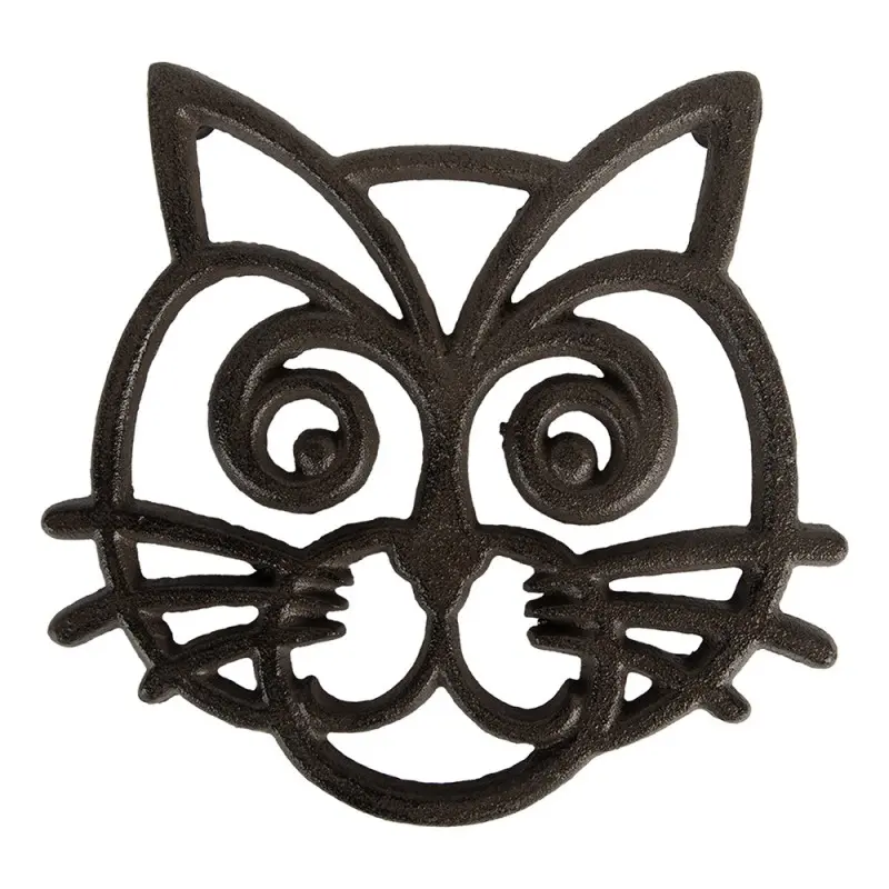 Onderzetter Pannen Kat bruin 16x17x2cm