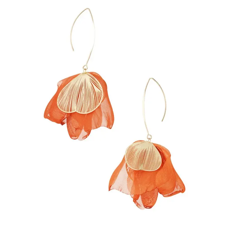 Oorbellen Charming Flower goud oranje