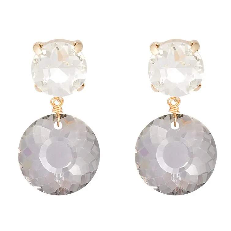 Oorbellen Dubbele Diamanten goud grijs