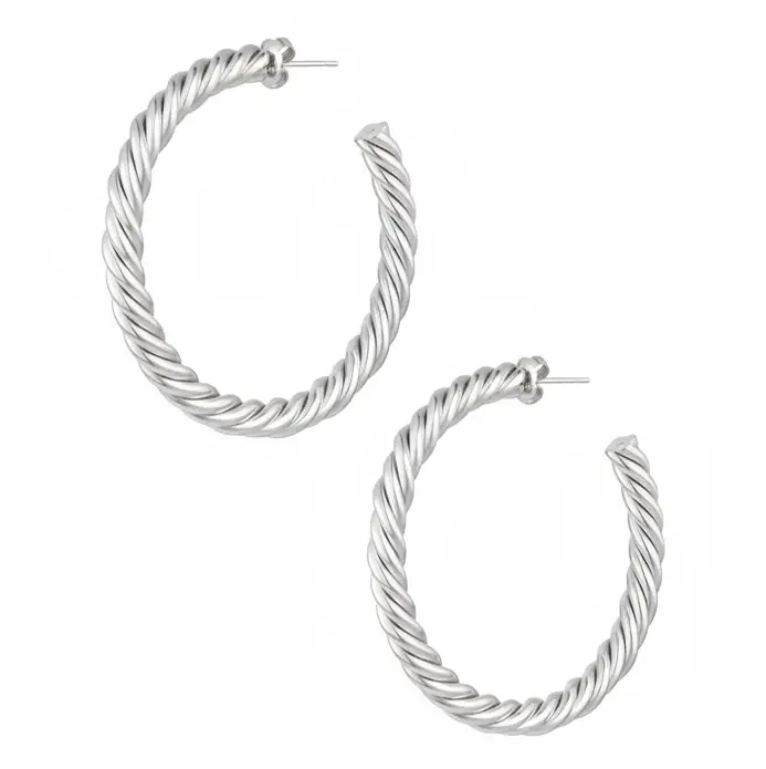 Oorbellen Gedraaid Dik zilver