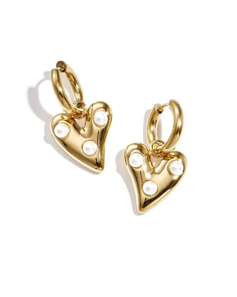 Oorbellen Hoops - Hartjes en parels