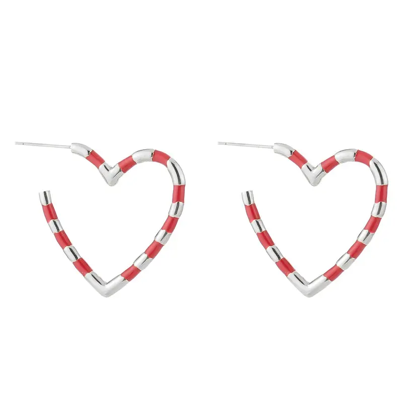 Oorbellen Kleurvol Hart zilver rood