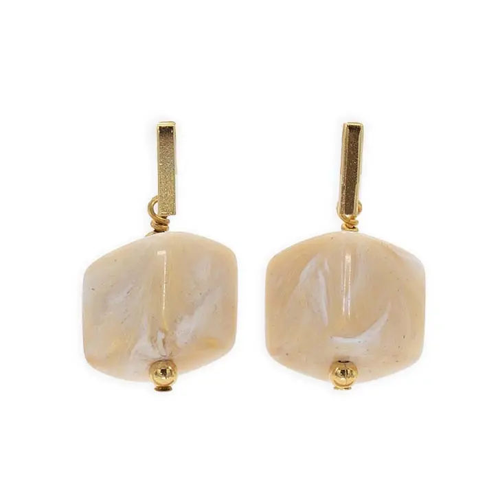 Oorbellen met  1 Cube, Ivory