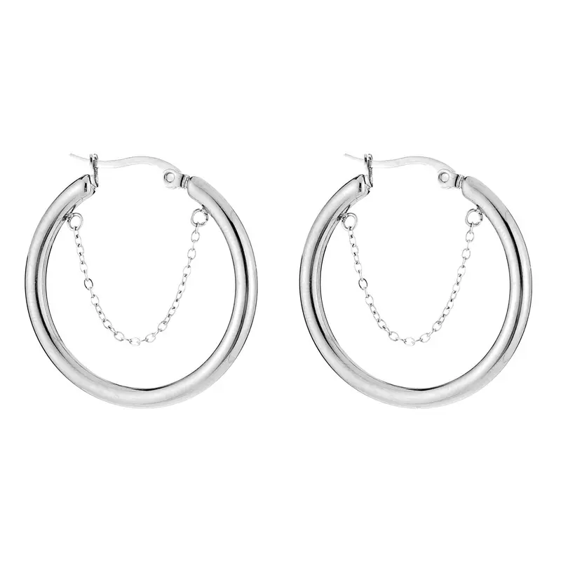 Oorbellen met Ketting zilver