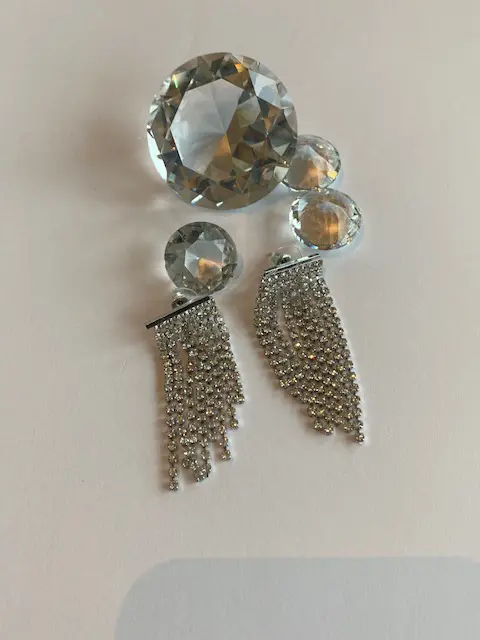 Oorbellen strass Zilver art 1930
