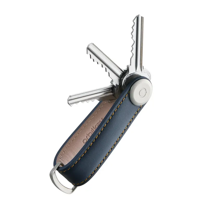 Orbitkey Key Organizer | Premium Leder Blauw & Beige | Sleutelhouder