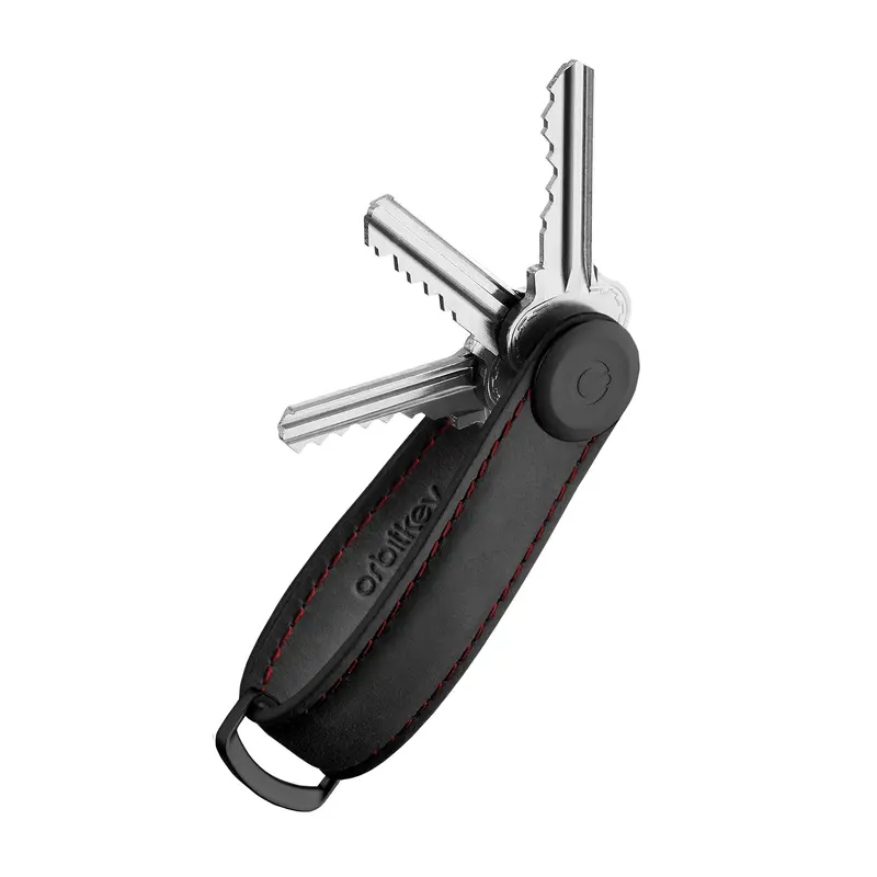 Orbitkey Key Organizer | Premium Leder Zwart & Rood| Sleutelhouder