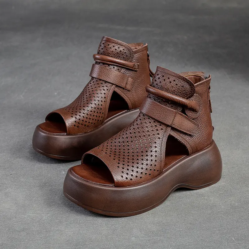 Orthopädische Leder-Sandalen Damen mit stoßdämpfender Sohle – Meike Herbstedition