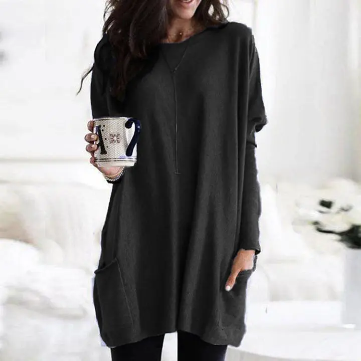 Oversized Damen Herbstpullover mit Taschen – Yara