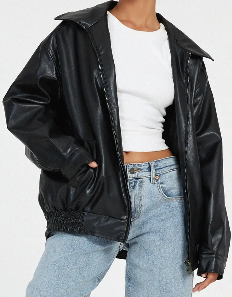 Oversized Herbst Leren Damesjacke – Yara