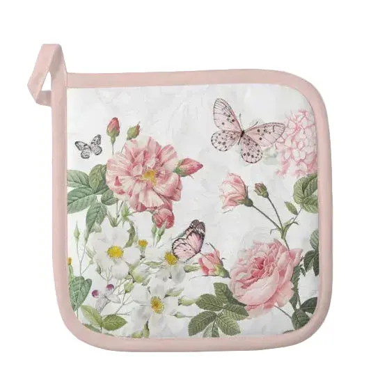 Pannenlap Amelia wit roze 20x20cm