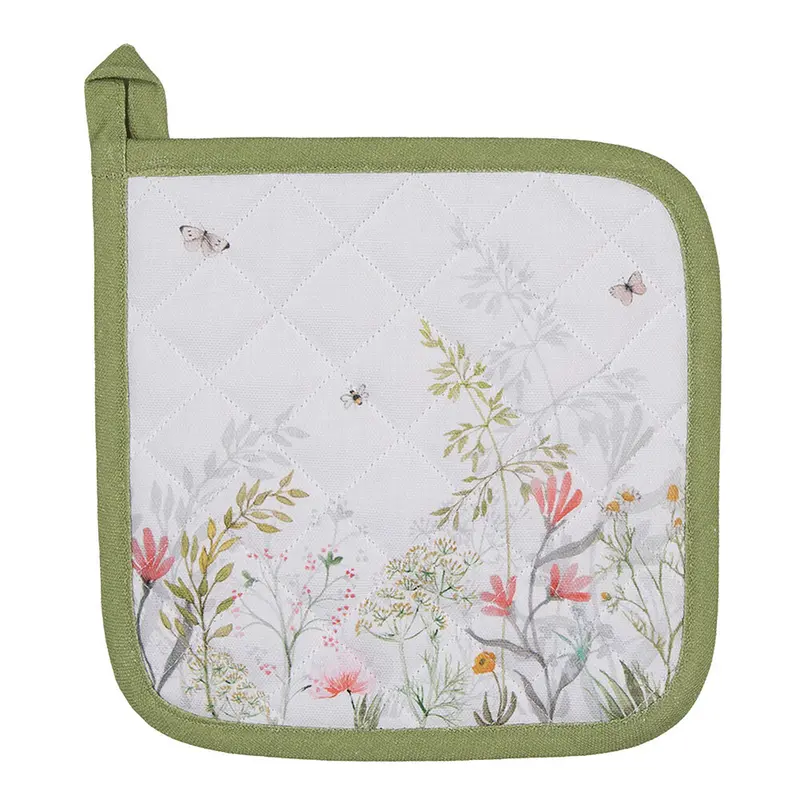 Pannenlap Bloemen wit 20x20cm