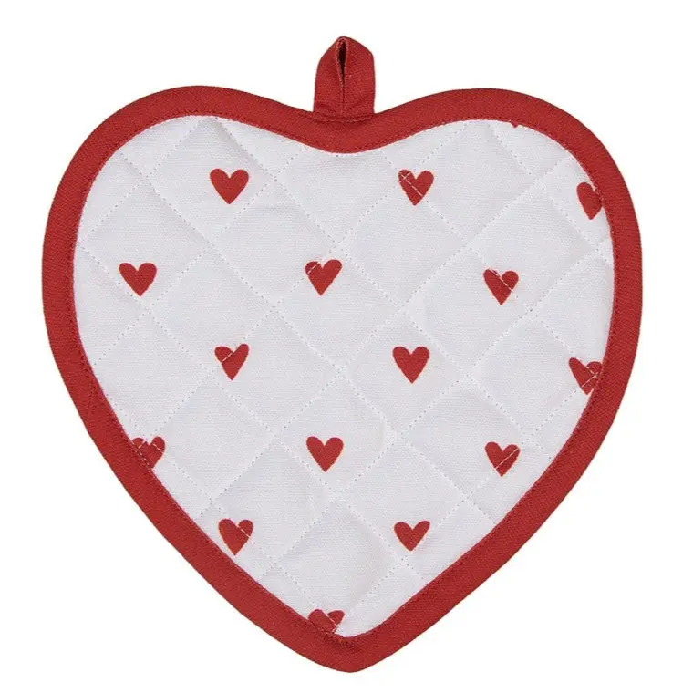 Pannenlap Hartjes wit rood 20x20cm